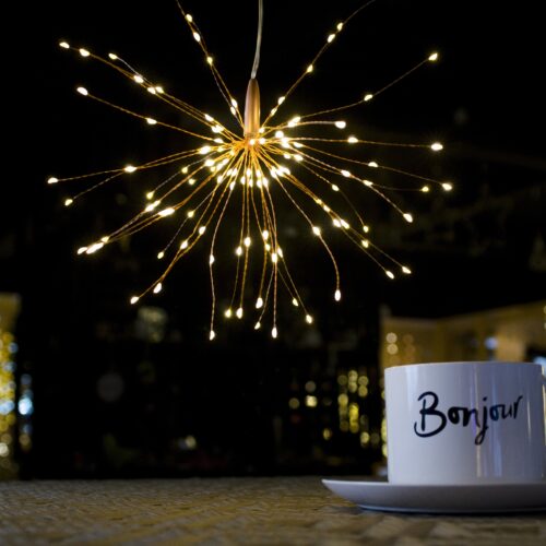 OPASOLAR LED Firework Lights Solar Copper Wire Starburst String Lights Christmas Lights for Cafe Bistro Backyard, Garden, House, Firefly Twinkle String Lights for Party Christmas Decorations Outdoor - Opasolar