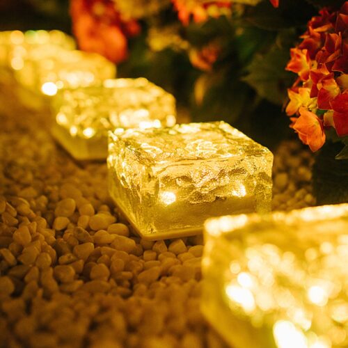 OPASOLAR Ice Brick Lights Solar Ice Cube Lights Landscape, Multicolor Ground Lights for Outdoor Garden Courtyard Pathway, Christmas Festives Decorative Ice Rock Cube Lights - Opasolar